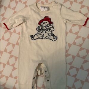 GAP x Paddington Bear Cream Baby Footie with Red Details